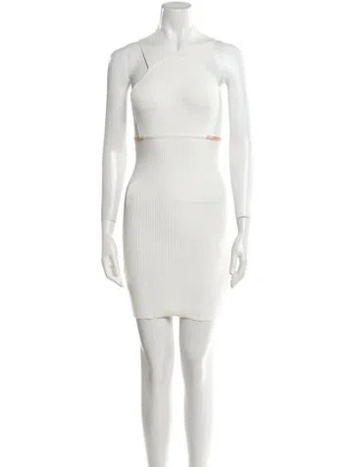 Pre-owned Herve By Herve Leger Halterneck Mini Dress In White