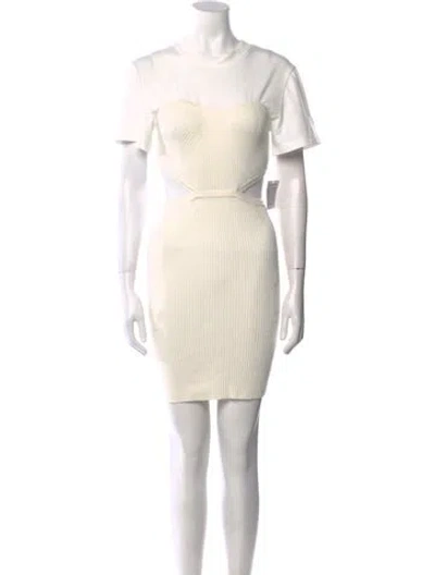 Pre-owned Herve By Herve Leger Mock Neck Mini Dress W/ Tags In Neutral