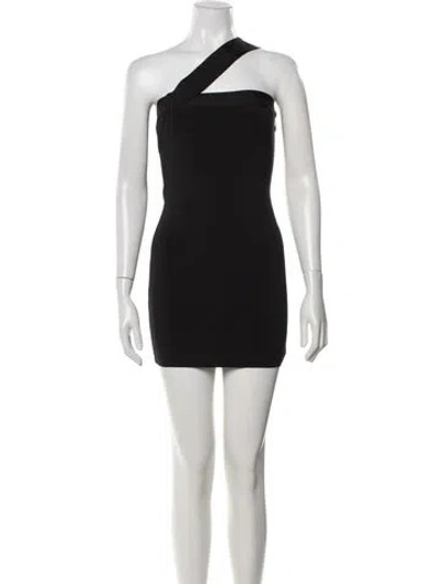Pre-owned Herve By Herve Leger One-shoulder Mini Dress In Black