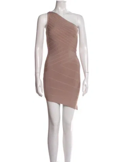 Pre-owned Herve By Herve Leger One-shoulder Mini Dress In Pink
