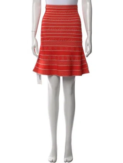 Pre-owned Herve By Herve Leger Patterned Mini Skirt In Red