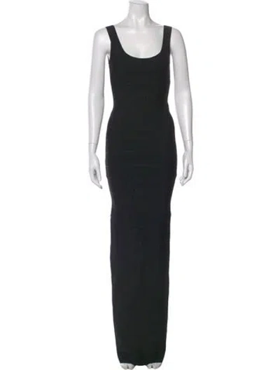 Pre-owned Herve By Herve Leger Scoop Neck Long Dress In Black