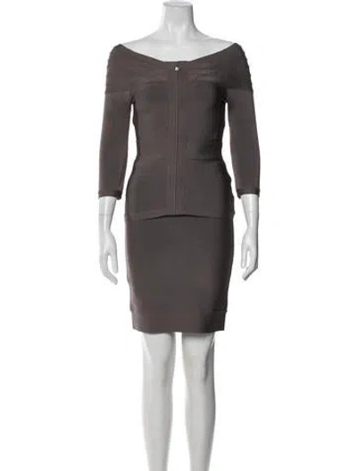 Pre-owned Herve By Herve Leger Skirt Set In Gray