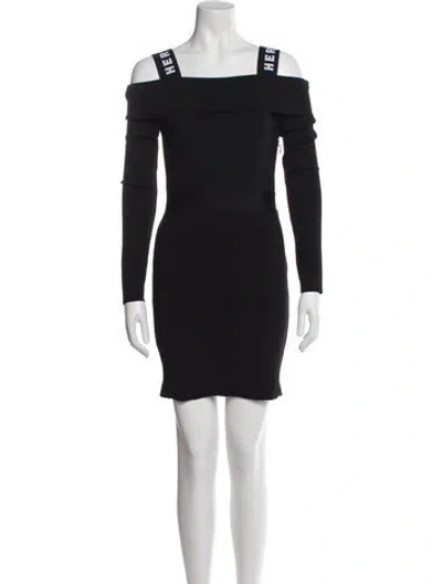 Pre-owned Herve By Herve Leger Square Neckline Mini Dress In Blue