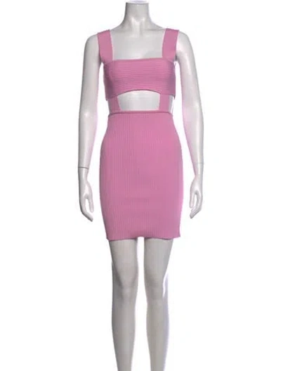 Pre-owned Herve By Herve Leger Square Neckline Mini Dress W/ Tags In Pink