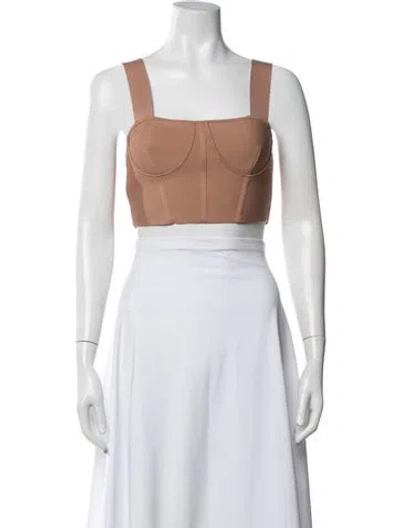 Pre-owned Herve By Herve Leger Square Neckline Sleeveless Crop Top In Black