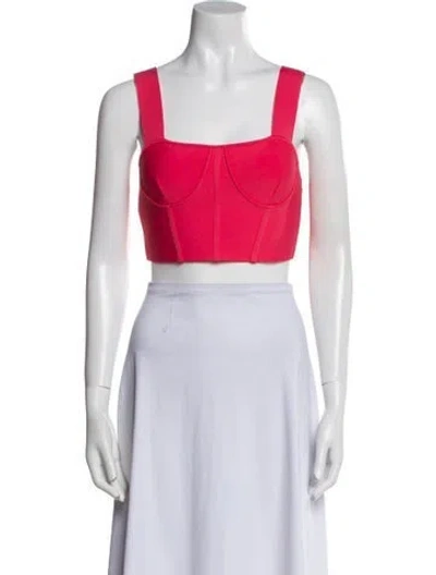 Pre-owned Herve By Herve Leger Square Neckline Sleeveless Crop Top In Pink