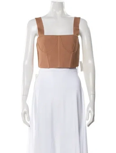 Pre-owned Herve By Herve Leger Square Neckline Sleeveless Crop Top W/ Tags In Neutral