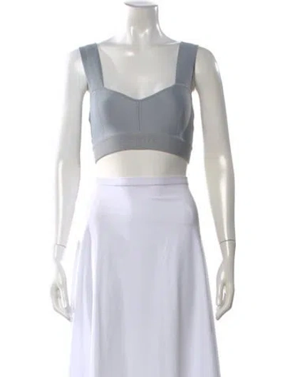 Pre-owned Herve By Herve Leger Square Neckline Sleeveless Sports Bra In Blue