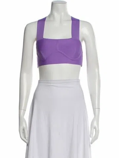 Pre-owned Herve By Herve Leger Square Neckline Sleeveless Sports Bra In Purple