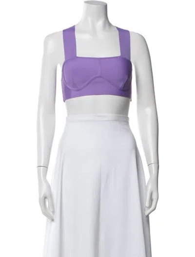 Pre-owned Herve By Herve Leger Square Neckline Sleeveless Sports Bra In Purple