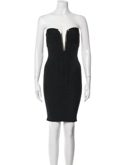 Pre-owned Herve By Herve Leger Strapless Knee-length Dress In Black