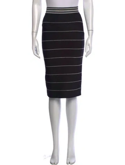 Pre-owned Herve By Herve Leger Striped Knee-length Skirt In Black
