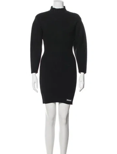 Pre-owned Herve By Herve Leger Turtleneck Mini Dress In Black