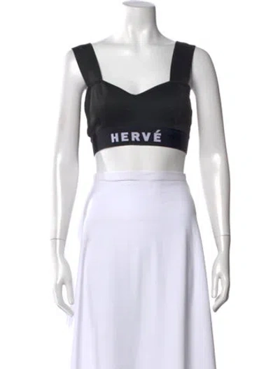 Pre-owned Herve By Herve Leger V-neck Sleeveless Sports Bra In Black