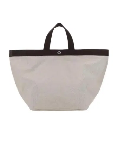 Herve Chapelier Contrast-trimmed Handbag In Nude