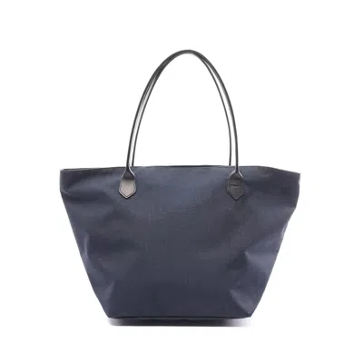 Herve Chapelier Cordura Boat-shaped Tote L Handbag Tote Bag Canvas Leather Navy In Blue