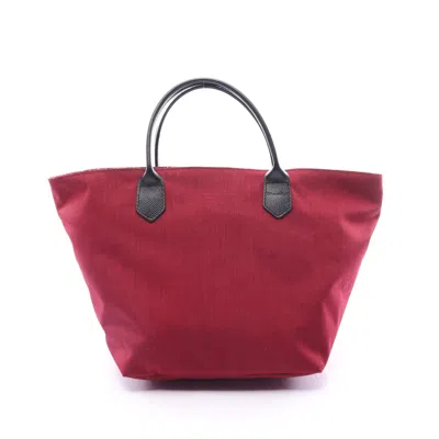 Herve Chapelier Leather Handle Boat-shaped Tote M Handbag Tote Bag Nylon Leather Bordeaux In Red