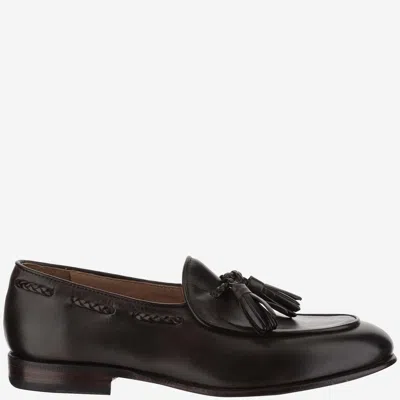 Herve Chapelier Leather Loafers In Brown