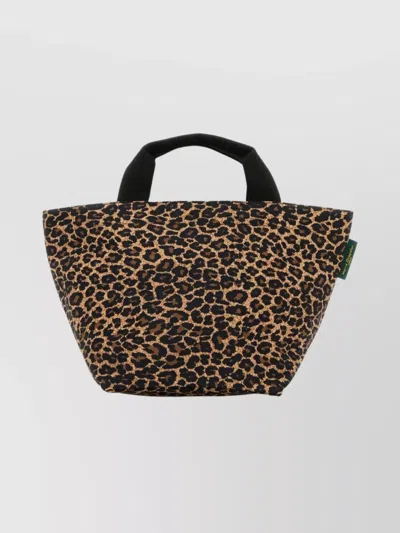 HERVE CHAPELIER LEOPARD PRINT CANVAS SHOPPING TOTE BAG