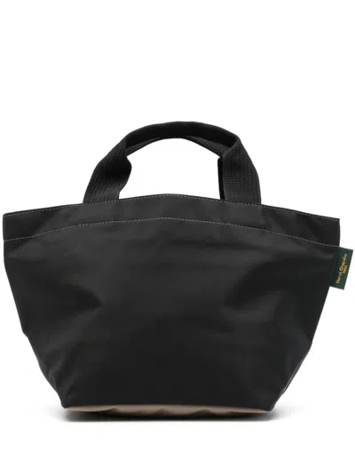 Herve Chapelier Logo-tag Zip-up Tote Bag In Black