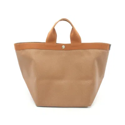 Herve Chapelier Luxe Boat-shaped Tote L Handbag Tote Bag Coated Canvas Brown In Beige