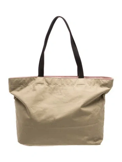 Pre-owned Herve Chapelier Nylon Tote In Green/neutrals