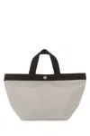 Herve Chapelier Canvas Shopping Bag Top Handle In Mastic