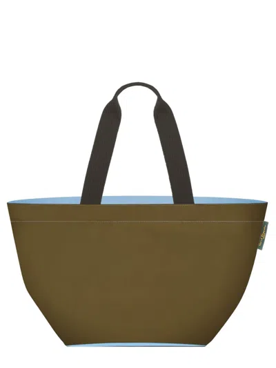 Herve Chapelier Top Handle Handbag In Taupe Bleuet