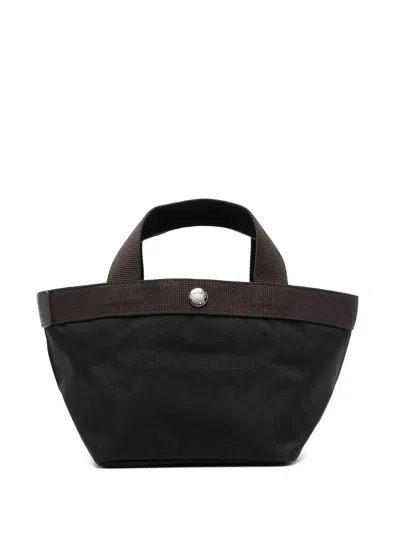 Herve Chapelier Small Button-fastening Tote Bag In Black