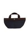 Herve Chapelier Top Handle Woven Shoulder Bag In Navy