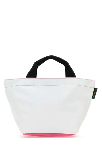 HERVE CHAPELIER WHITE CANVAS SHOPPING BAG