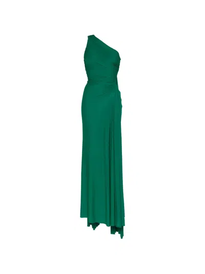 Herve L Leroux Asymmetric-neckline Sash-detail Gown In Animal Print