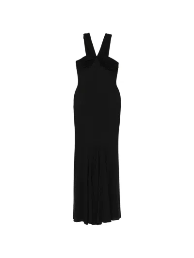 Herve L Leroux Jersey Pleated Fishtail Gown In Black