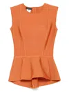 Herve L Leroux Jewel Neck Bandage Peplum Top