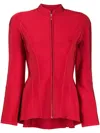 Herve L Leroux Peplum-hem Jacket In Red