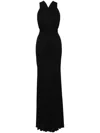 Herve L Leroux Pleated Fishtail Gown In Black