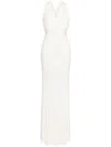 Herve L Leroux Pleated Fishtail Gown In White