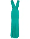 Herve L Leroux Plunging V-neck Gown In Green