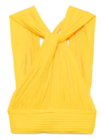 Herve L Leroux Ruched Multiway Cut In Cropped Top