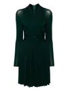 Herve L Leroux X Front Overlap Long Sleeves Swing Dress