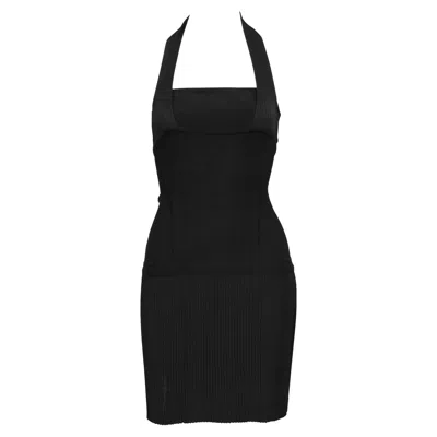 Pre-owned Herve Leger 1990s Herve Legèr Black Body-con Mini Halter Dress