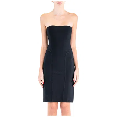 Pre-owned Herve Leger 1990s  Black Rayon& Elastane Knit Body-con Strapless Pencil Dress