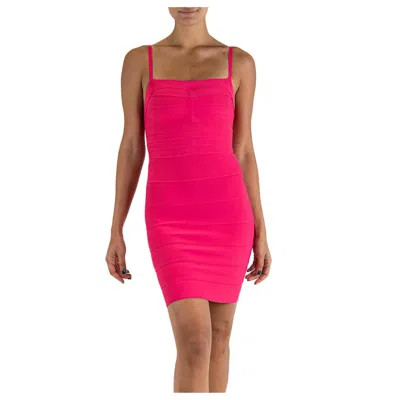 Pre-owned Herve Leger 1990s  Bubble Gum Pink Haute Couture Rayon Blend Bandage Cocktail Dr