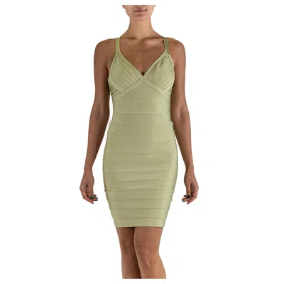 Pre-owned Herve Leger 2000s  Mint Green Haute Couture Rayon Blend Original Bandage Cocktai