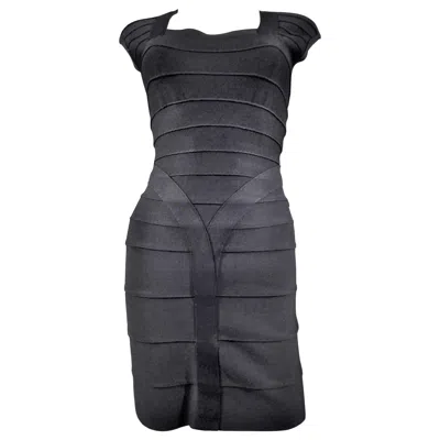 Pre-owned Herve Leger A French Hervé Léger Couture Stretch Little Black Dress Circa 1995