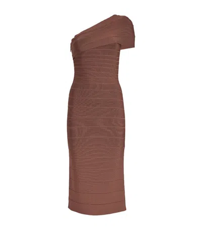 Herve Leger Abigail Bandage Dress In Brown