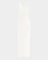 Herve Leger Adeline Crossover Mesh Bandage Gown In Alabaster
