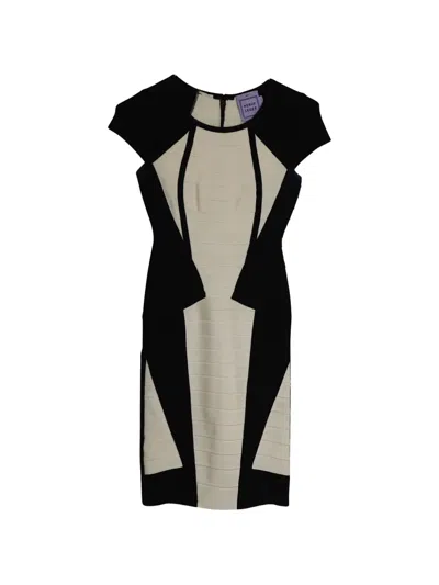 Pre-owned Herve Leger Akira Cap-sleeve Mini Dress In Black