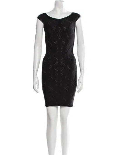 Pre-owned Herve Leger Alisa Mini Dress In Black